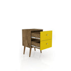 Manhattan Comfort Liberty 2.0 Nightstand, Rustic Brown/Yellow (204AMC94)-Perfect for Storage or Display items.