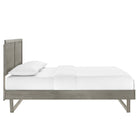Modway Alana Wood Full Platform Bed with Angular Frame - Grey-Rubberwood Legs