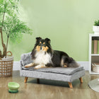 PawHut Dog Sofa Bed with Cushion and Pillow - Light Grey-Seat cushion 1.2" (3 cm) deep for added softness 