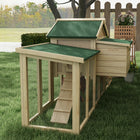 PawHut 37" H Large Wooden Chicken Coop with Nesting Box and Run Ramp - Natural-Nesting box to collect eggs easily 