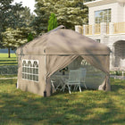 Outsunny 10 ft W x 10 ft L Pop Up Canopy Tent - Instant Sun Shelter - Beige-Durable Oxford cover with silver coating blocks most harmful rays