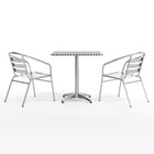 Flash Furniture 27.5" Square Aluminum Indoor-Outdoor Table Set with 2 Slat Back Chairs-Designed for Indoor and Outdoor Use