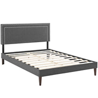 Modway Jessamine Fabric Full Platform Bed with Squared Tapered Legs - Grey-Fine Polyester Upholstery
