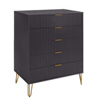 Manhattan Comfort DUMBO Modern Dresser Set and 5-Drawer Tall Dresser Set - Black-30 Day Limited Manufacturer's Warranty