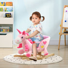 Qaba Baby Rocking Horse Ride-On Unicorn with Songs and Seatbelt - Pink-Soothing melodies engage children's auditory senses for realistic fun 