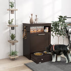 PawHut Pet Feeder Station Storage Cabinet and Container - Coffee-Comes with a countertop, a compartment and a cabinet to store all your pets supplies 