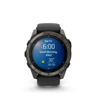 Garmin fēnix 8 Pro Multisport GPS Smartwatch - 51 mm - Carbon Grey DLC Titanium with Black/Pebble Grey Silicone Band-LTE CONNECTIVITY - Going for a run? Taking a swim? Leave your phone behind, and use your watch’s LTE connection to exchange messages and make voice calls — plus let friends follow along with LiveTrack location sharing and location check-ins. Even get access to weather conditions and forecasts.
