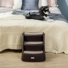 PawHut Foldable 3-Step Pet Stairs with Non-slip Treads - Brown-Foldable Dimensions: 24" L x 15" W x 5.9" H (61 x 38 x 15 cm) 