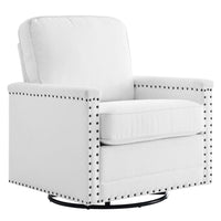 Modway Ashton Upholstered Fabric Swivel Chair - White-Modern Swivel Chair