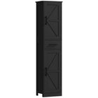 HOMCOM 67" Tall Narrow Bathroom Storage Cabinet - Black-Barn doors and T bar handles add farmhouse charm