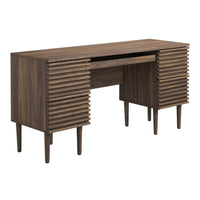 Modway Render 61" Office Desk - Walnut-Mid-Century Office Desk