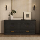 Manhattan Comfort Clifford Traditional 6-Drawer Double Dresser - Black-Smooth-Glide Drawer: Features easy-glide, non-ball-bearing tracks for everyday convenience