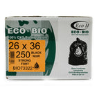 Eco II Oxo-Biodegradable Garbage Bags - Strong - 26" x 36" - Black - 250 Pack-26" x 36"