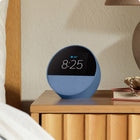 Amazon Echo Spot Smart Alarm Clock (2024) - Ocean Blue-KEEP YOUR HOME COMFORTABLE - Control compatible smart home devices. Just ask Alexa to turn on lights or touch the screen to dim. Create routines that use motion detection to turn down the thermostat as you head out or open the blinds when you walk into a room.