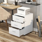 Vinsetto 3-Drawer Letter/A4 Filing Cabinet with Lock & Wheels - White-4 universal wheels with 2 front lockable for safety
