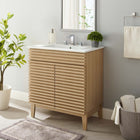 Modway Render 30" Bathroom Vanity Cabinet - Oak/White-Soft-Close Doors
