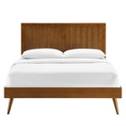 Modway Alana Wood Full Platform Bed with Splayed Legs - Walnut-Full Headboard With Panel Detail