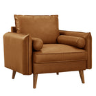Modway Revive Upholstered Vegan Leather Accent Armchair - Tan-Vegan Leather Upholstery