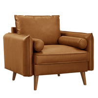 Modway Revive Upholstered Vegan Leather Accent Armchair - Tan-Vegan Leather Upholstery