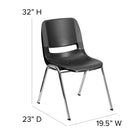 Flash Furniture HERCULES Series Black Ergonomic Shell Stack Chair with Chrome Frame & 18" Seat Height-Chrome Frame with non-marring plastic floor glides