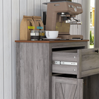 HOMCOM 23.6"W Farmhouse Sideboard Buffet Cabinet with Barn Doors & Drawer - Grey Wash-Anti-tipping design for extra safety