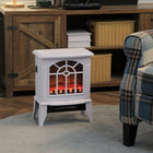 HOMCOM 18" Portable Electric Fireplace Stove with Overheat Protection - White-Flame effect can be used independently without the heat