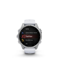 Garmin fēnix 8 - AMOLED Outdoor Recreation/Adventure Watches - 43 mm - Silver with Whitestone Silicone Band-Power up your body’s performance, endurance and resistance to injury with targeted strength training plans, real-time stamina tracking, sport-specific workouts and a full range of built-in sports apps