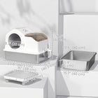 PawHut Extra Large Stainless Steel High Sided Cat Litter Box-Includes a scoop for convenient maintenance 