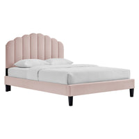 Modway Daisy Performance Velvet Queen Platform Bed - Pink-Vintage Modern Queen Bed