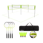 Triumph 4-Square Volleyball/Badminton Combo-FIRST EVER FOUR PLAYER COMBO - Take these classic games to the next level of ultimate 4 Square matches. Complete set includes 20’ x 20’ 4 Square net, all poles, one volleyball, one air pump, four steel badminton rackets, three shuttlecocks, boundaries, stakes and one carry ca