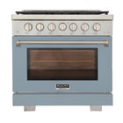 Kucht 36" KFX-X Series Pro Style Natural Gas Range - Stainless Steel/Light Blue-New true simmer burners for precise low heat cooking