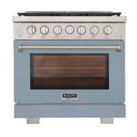 Kucht 36" KFX-X Series Pro Style Natural Gas Range - Stainless Steel/Light Blue-New true simmer burners for precise low heat cooking