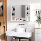 Kleankin Wall Mount Bathroom Storage Organizer with Mirror and Shelves - White-Mirror outside for better preparation for morning makeup or shaving 