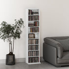 HOMCOM 9-Tier Media Storage Cabinet - 55.1" H - White-Narrow construction maximises space in small areas