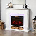 HOMCOM 41" Electric Fireplace with Mantel and Adjustable 3D Flame Effect -  1400 W - White-Embedded design includes a log space, adding a touch of realism