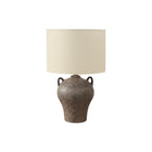 Monarch Specialties 22" H Transitional Table Lamp - Brown Ceramic / Beige Shade-This 22"h table lamp features a striking, mottled brown ceramic base shaped like an ancient jug, paired with a contemporary beige fabric shade, for a stylish addition to any living room, bedroom, or home office decor