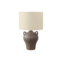 Monarch Specialties 22" H Transitional Table Lamp - Brown Ceramic / Beige Shade-This 22"h table lamp features a striking, mottled brown ceramic base shaped like an ancient jug, paired with a contemporary beige fabric shade, for a stylish addition to any living room, bedroom, or home office decor