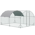PawHut Galvanized Large Metal Chicken Coop Cage - 9.2' x 12.5' x 6.5' - Silver-Shady roof keeps pets cool, dry, comfortable, and protected from the rain and UV rays 