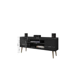 Manhattan Comfort Bradley 62.99" Mid-Century Modern TV Stand - Black-Includes 1 Media Hole for Wire Management