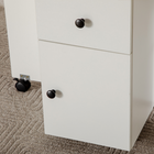 HOMCOM Rolling Drop Leaf Folding Dining Table with Drawers & Storage Cabinet for 4-6 - White-Colour: White 