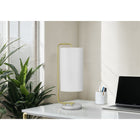 Monarch Specialties 20" H Contemporary Table Lamp - White Marble / Ivory / Cream Shade-The convenient rocker switch on a 6ft transparent cord, easily illuminates a single bulb (not included) for a maximum outage of 40W/120V