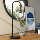 Hudson&Canal Verona 27" Tall Arc Table Lamp with Glass Shade - Blackened Bronze/Seeded-Rated for one 60W incandescent bulb - 9W LED bulb, 13W fluorescent (CFL) bulb, or 9W self-ballasted LED bulb, E26-base bulb, Bulb not included