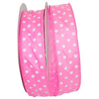 JAM Paper Single Face Satin Ribbon - 1 1/2" W x 50 yd. - Hot Pink Polka Dot-Size: 1.5" x 50 yards