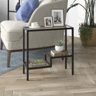 Hudson&Canal Lovett 24"W Rectangular Side Table - Blackened Bronze-Handcrafted blackened bronze finish applied to the frame