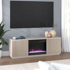 Hudson&Canal Hanson TV Stand with 26" Crystal Fireplace for TV's up to 75" - Alder White-Features easy assembly