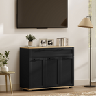 HOMCOM 40" Modern Sideboard Buffet Cabinet with Drawers & Storage Doors - Black-Colour: Black, Natural