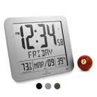 Marathon Slim Atomic Full Calendar Clock with Large 3.25" Digits - Indoor Temperature and Humidity - Grey-Clock Color + Material: Grey Plastic