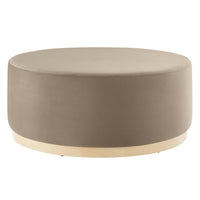Modway Tilden Large 38" Round Performance Velvet Upholstered Ottoman - Taupe/Natural-Performance Velvet Upholstery