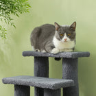 PawHut 4-Step Multi-Level Carpeted Pet Stairs with Scratching Post - Grey-Colour: Grey 