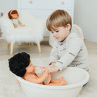 Miniland Bathtub and Rainbow Sponge Set-Social and emotional learning through the connection with the doll.
